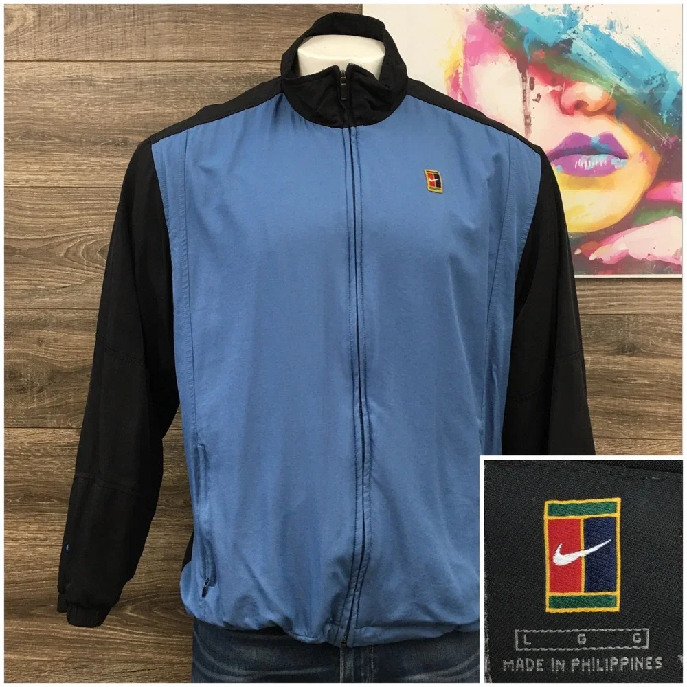 VINTAGE Nike Court Challenge Tennis Jacket Mens Large Full Zip Track Windbreaker